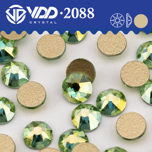 VDD 370 GAB-Peridot 2088 Non-hotfix Rhinestones High Quality AAAAA 8 Big 8 Small Glass Crystal Flatback Strass Stones BD888-370