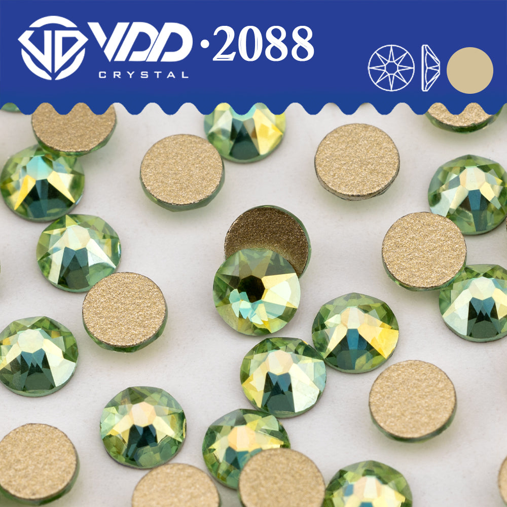 VDD 370 GAB-Peridot 2088 Non-hotfix Rhinestones High Quality AAAAA 8 Big 8 Small Glass Crystal Flatback Strass Stones BD888-370