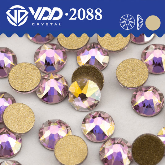VDD 375 GAB-Light Rose 2088 Non-hotfix Rhinestones High Quality AAAAA 8 Big 8 Small Glass Crystal Flatback Strass Stones BD888-375