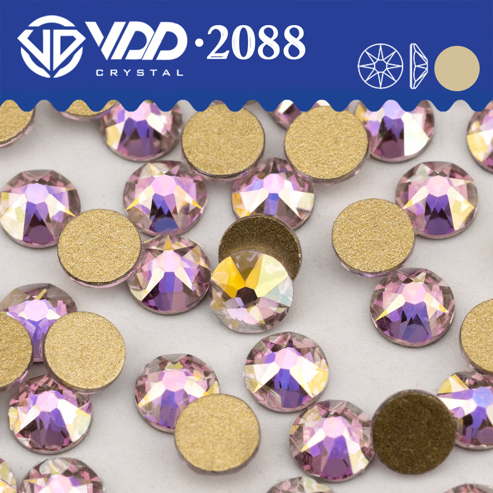 VDD 375 GAB-Light Rose 2088 Non-hotfix Rhinestones High Quality AAAAA 8 Big 8 Small Glass Crystal Flatback Strass Stones BD888-375