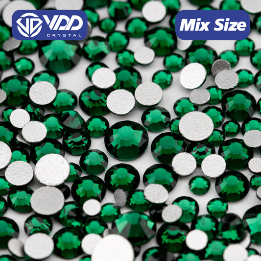 VDD 022 Emerald Mix Size SS6-SS20 High Quality Glass Rhinestones Crystal Flatback Glitter Stones Nail Art DIY Crafts Decorations