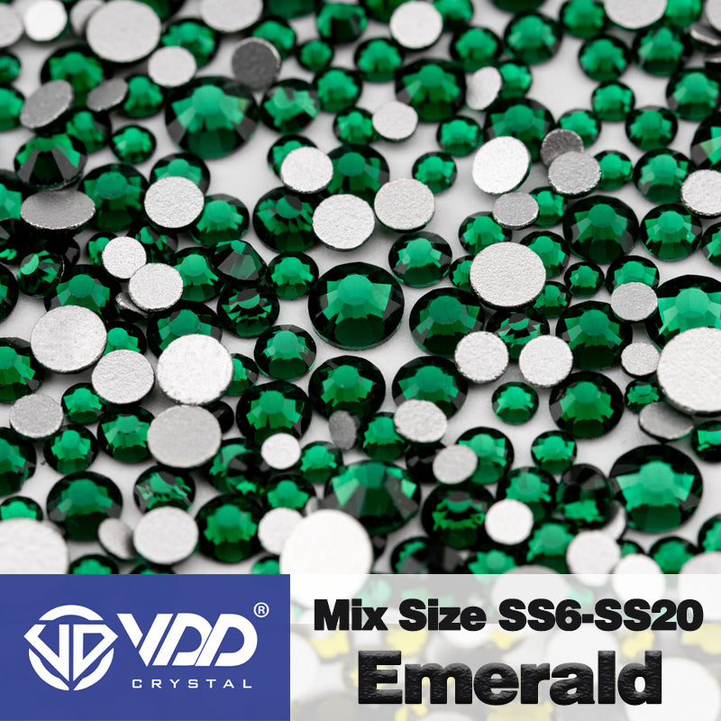 VDD 022 Emerald Mix Size SS6-SS20 High Quality Glass Rhinestones Crystal Flatback Glitter Stones Nail Art DIY Crafts Decorations