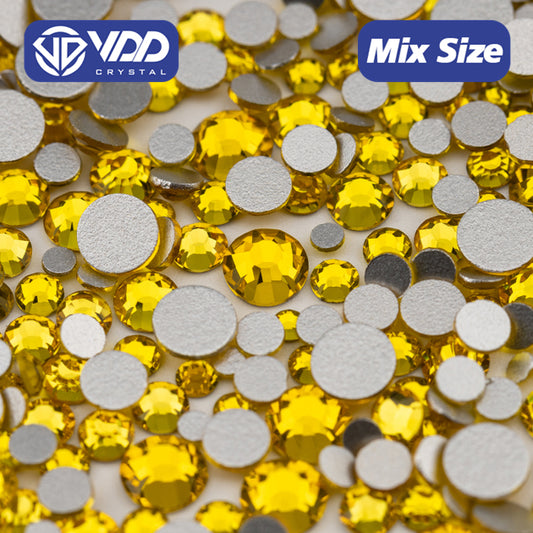 VDD 005 Citrine Mix Size SS6-SS20 High Quality Glass Rhinestones Crystal Flatback Glitter Stones Nail Art DIY Crafts Decorations
