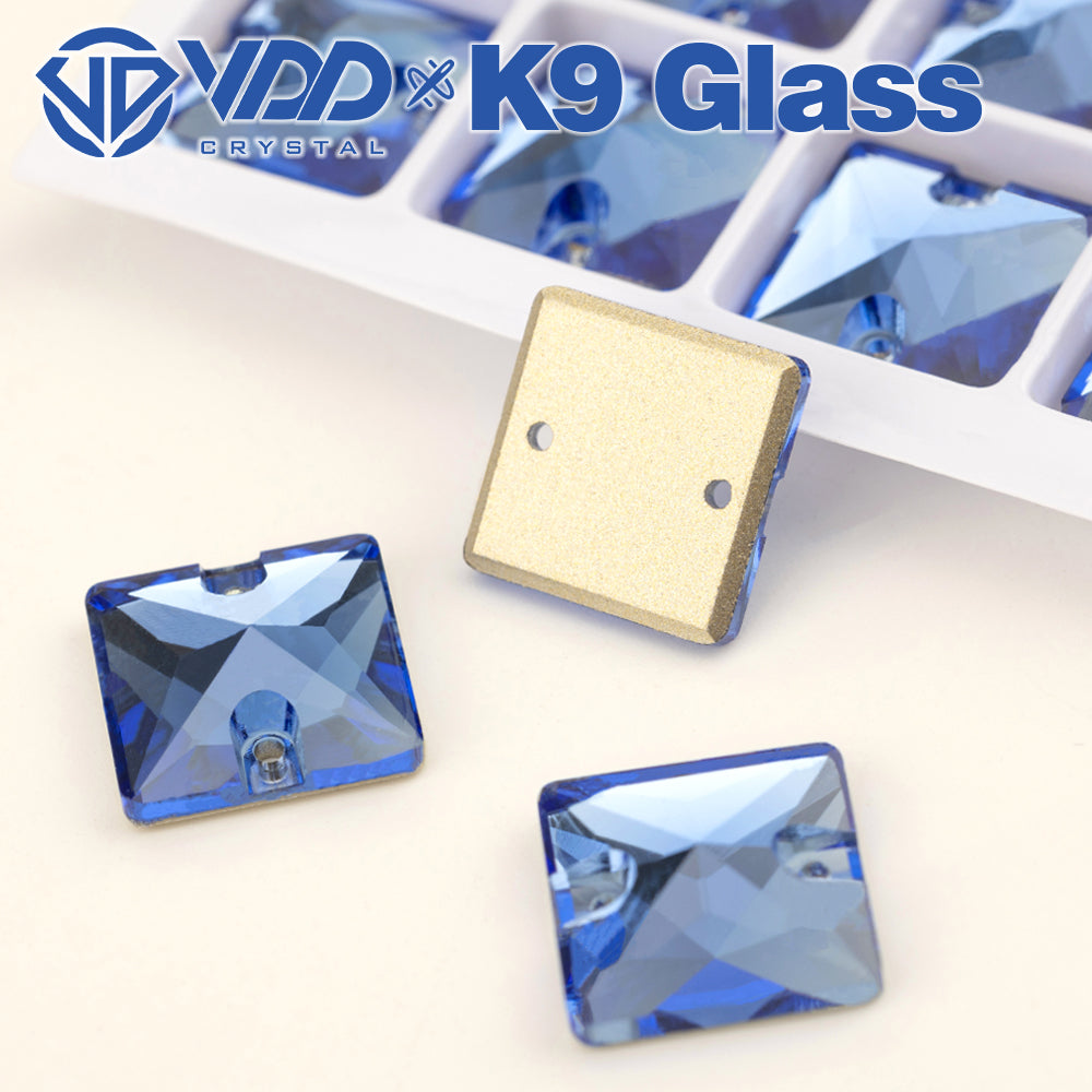 VDD S117 Royal Blue Square K9 Glass Sew On Rhinestones High Quality AAAAA Crystal Flatback Sewing Strass Stones DB-S117