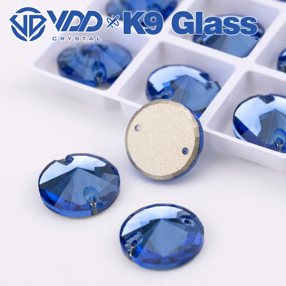 VDD Rivoli S117 Royal Blue K9 Glass Sew On Rhinestones High Quality AAAAA Crystal Flatback Sewing Strass Stones DB-S117
