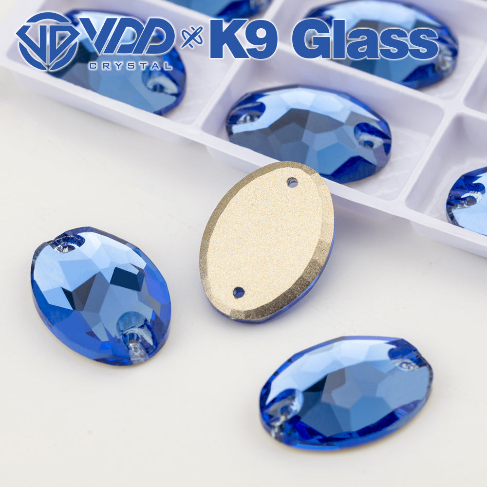 VDD S117 Royal Blue Oval K9 Glass Sew On Rhinestones High Quality AAAAA Crystal Flatback Sewing Strass Stones DB-S117