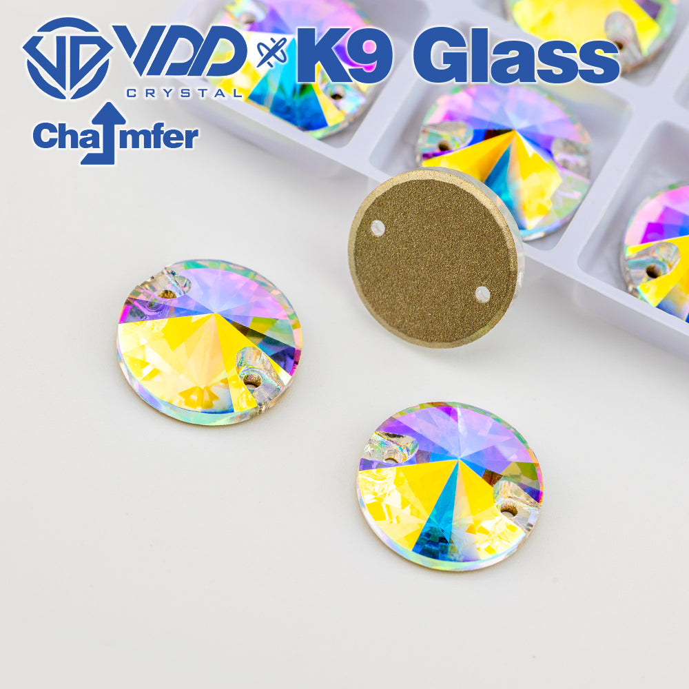 VDD Rivoli S255 Crystal AB Top Quality K9 Glass Sew on Rhinestones Crystal Flatback Sewing Strass Stones for Garment Wedding Dress