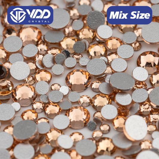 VDD 010 Lt.Peach Mix Size SS6-SS20 High Quality Glass Rhinestones Crystal Flatback Glitter Stones Nail Art DIY Crafts Decorations