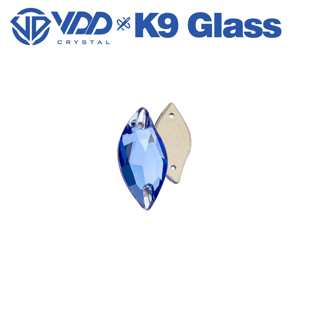 VDD S117 Royal Blue Leaf K9 Glass Sew On Rhinestones High Quality AAAAA Crystal Flatback Sewing Strass Stones DB-S117
