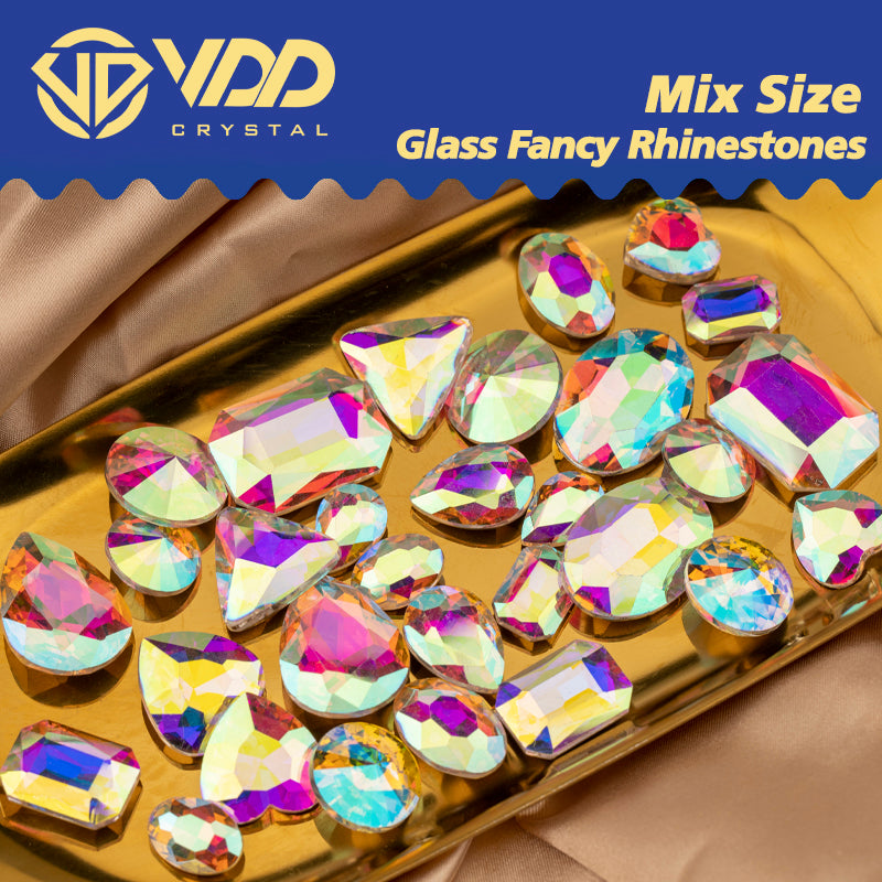 VDD AB Color 30/60Pcs Mix Shape Glass Fancy Pointback Rhinestone Crystal Glitter Shiny Stones Nail Art Accessories DIY Crafts Decoration