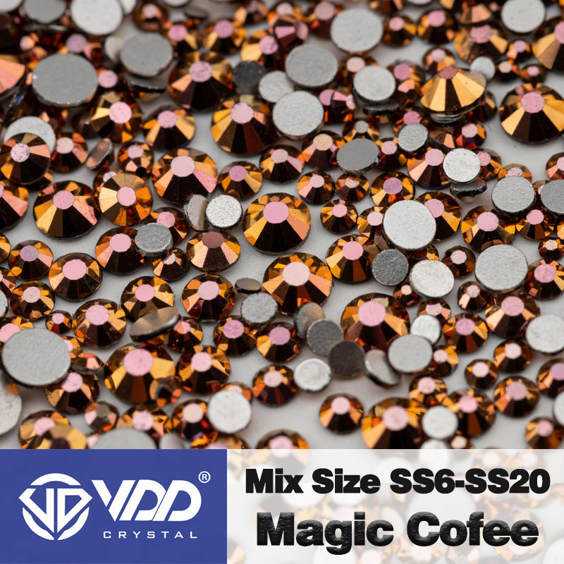 VDD 166 Magic Coffee Mix Size SS6-SS20 Non-hotfix Rhinestones High Quality Glass Crystal Flatback Strass Stones CCmix-C84