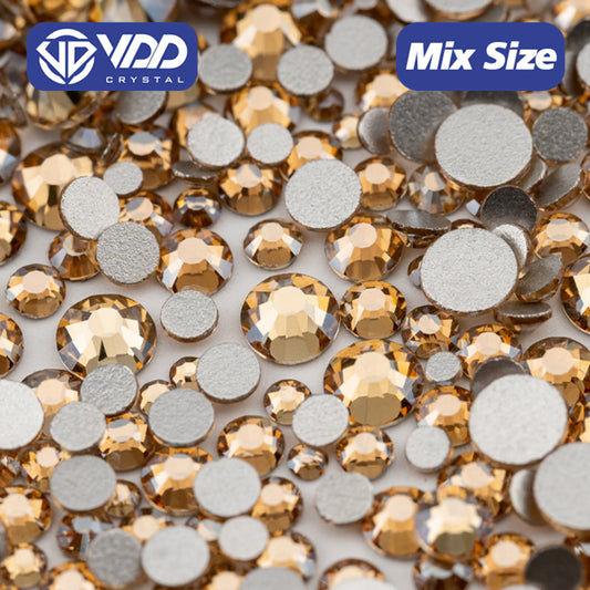 VDD 058 Golden Shadow Mix Size SS6-SS20 High Quality Glass Rhinestones Crystal Flatback Glitter Stones Nail Art DIY Crafts Decorations