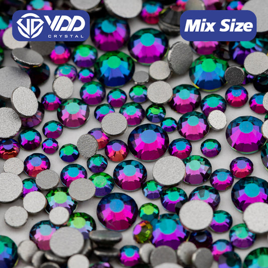 VDD 064 Green Flare Mix Size SS6-SS20 High Quality Glass Rhinestones Crystal Flatback Glitter Stones Nail Art DIY Crafts Decorations