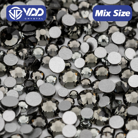 VDD 003 Black Diamond Mix Size SS6-SS20 High Quality Glass Rhinestones Crystal Flatback Glitter Stones Nail Art DIY Crafts Decorations