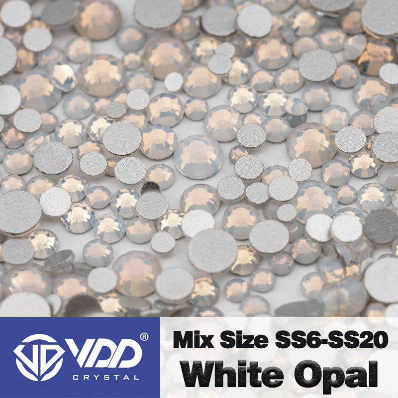 VDD 044 White Opal Mix Size SS6-SS20 High Quality Glass Rhinestones Crystal Flatback Glitter Stones Nail Art DIY Crafts Decorations