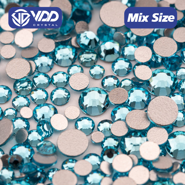 VDD 027 Aquamarine Mix Size SS6-SS20 High Quality Glass Rhinestones Crystal Flatback Glitter Stones Nail Art DIY Crafts Decorations