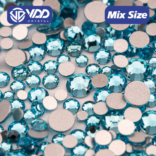 VDD 027 Aquamarine Mix Size SS6-SS20 High Quality Glass Rhinestones Crystal Flatback Glitter Stones Nail Art DIY Crafts Decorations