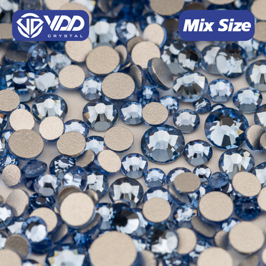 VDD 028 Lt.Sapphire Mix Size SS6-SS20 High Quality Glass Rhinestones Crystal Flatback Glitter Stones Nail Art DIY Crafts Decorations