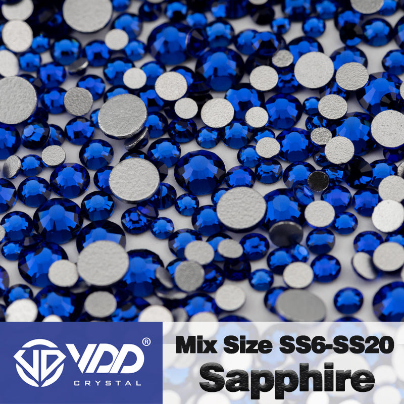 VDD 030 Sapphire Mix Size SS6-SS20 High Quality Glass Rhinestones Crystal Flatback Glitter Stones Nail Art DIY Crafts Decorations