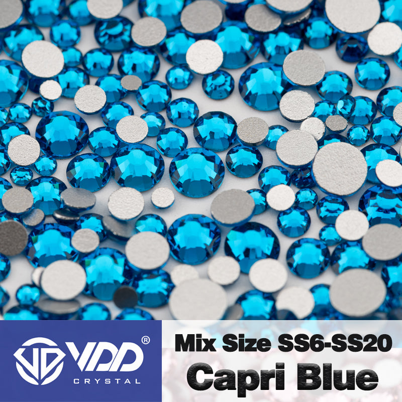 VDD 029 Capri Blue Mix Size SS6-SS20 High Quality Glass Rhinestones Crystal Flatback Glitter Stones Nail Art DIY Crafts Decorations