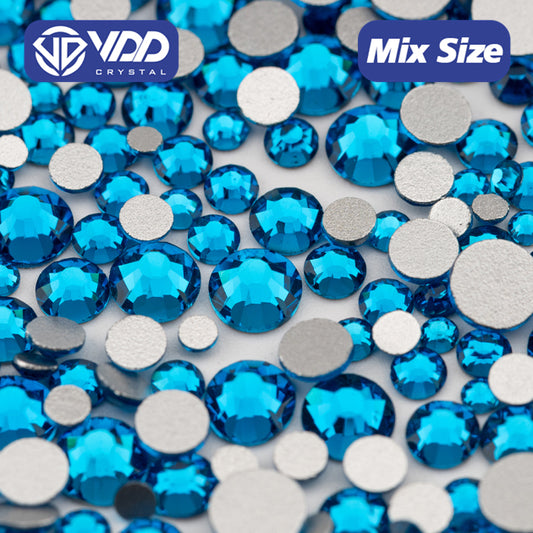 VDD 029 Capri Blue Mix Size SS6-SS20 High Quality Glass Rhinestones Crystal Flatback Glitter Stones Nail Art DIY Crafts Decorations