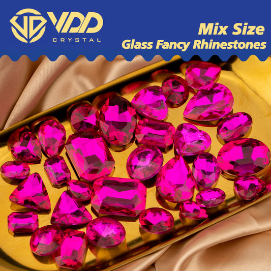 VDD Rose 30/60Pcs Mix Shape Glass Fancy Pointback Rhinestone Crystal Glitter Shiny Stones Nail Art Accessories DIY Crafts Decoration