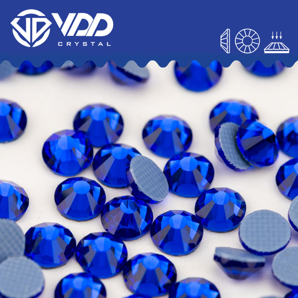 VDD 030 Sapphire Hot-Fix Rhinestones High Quality Glass Crystal Flatback Strass Stones Hotfix-030