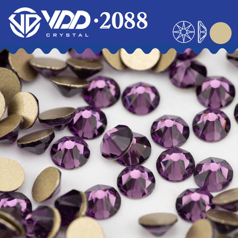 VDD 035 Tanzanite 2088 Non-hotfix Rhinestones High Quality AAAAA 8 Big 8 Small Glass Crystal Flatback Strass Stones BD888-035
