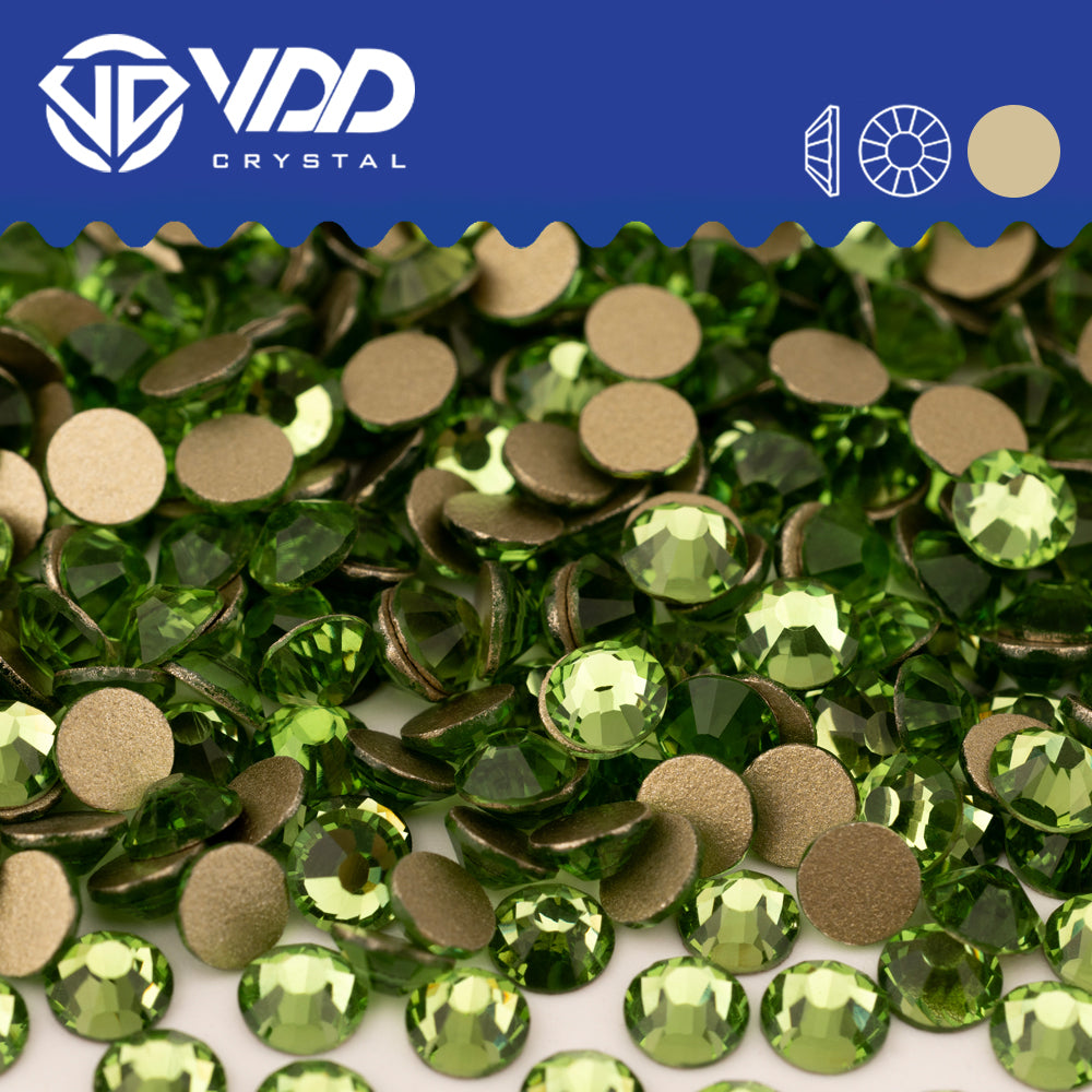 VDD 019 Peridot Gold-Back Rhinestones High Quality Glass Crystal Flatback Strass Stones JD999-019