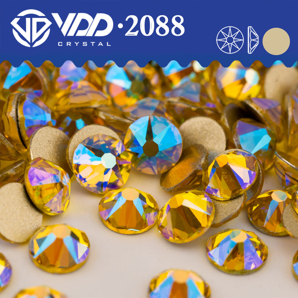 VDD 071 Citrine AB 2088 Non-hotfix Rhinestones High Quality AAAAA 8 Big 8 Small Glass Crystal Flatback Strass Stones BD888-071