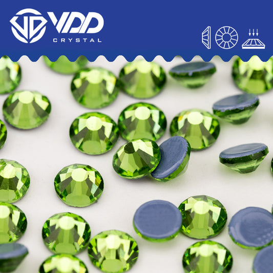 VDD 019 Peridot Hot-Fix Rhinestones High Quality Glass Crystal Flatback Strass Stones Hotfix-019