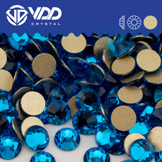 VDD  029 Capri Blue  Gold-Back Rhinestones High Quality Glass Crystal Flatback Strass Stones JD999-029