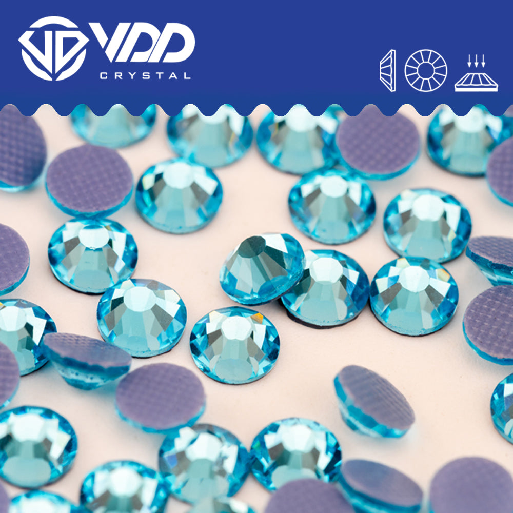 VDD 027 Aquamarine Hot-Fix Rhinestones High Quality Glass Crystal Flatback Strass Stones Hotfix-027