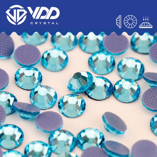 VDD 027 Aquamarine Hot-Fix Rhinestones High Quality Glass Crystal Flatback Strass Stones Hotfix-027