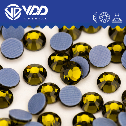 VDD 021 Olivine Hot-Fix Rhinestones High Quality Glass Crystal Flatback Strass Stones Hotfix-021