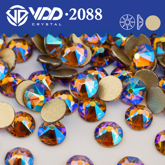 VDD 080 Lt.C.Topaz AB 2088 Non-hotfix Rhinestones High Quality AAAAA 8 Big 8 Small Glass Crystal Flatback Strass Stones BD888-080