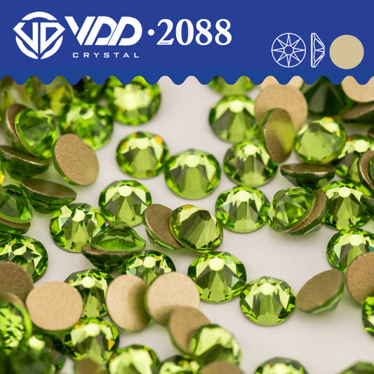 VDD 019	Peridot 2088 Non-hotfix Rhinestones High Quality AAAAA 8 Big 8 Small Glass Crystal Flatback Strass Stones BD888-019
