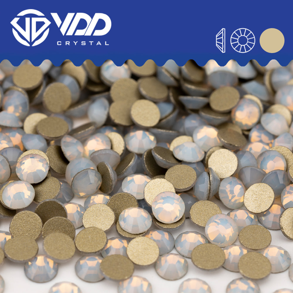 VDD 044 White Opal Gold-Back Rhinestones High Quality Glass Crystal Flatback Strass Stones JD999-044