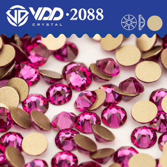 VDD 042 Fuchsia 2088 Non-hotfix Rhinestones High Quality AAAAA 8 Big 8 Small Glass Crystal Flatback Strass Stones BD888-042