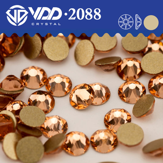 VDD 010	Lt.Peach 2088 Non-hotfix Rhinestones High Quality AAAAA 8 Big 8 Small Glass Crystal Flatback Strass Stones BD888-010