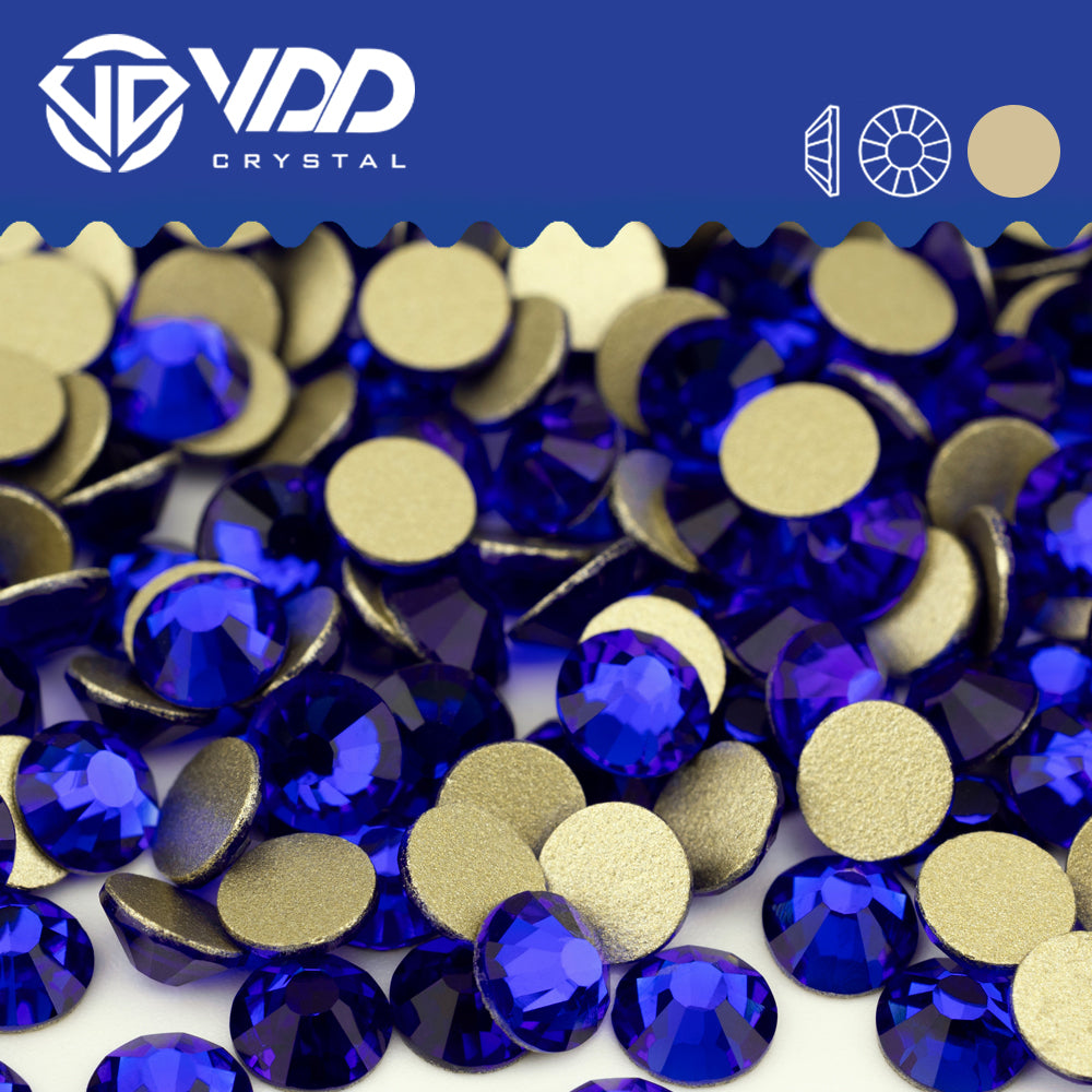 VDD  030 Sapphire Gold-Back Rhinestones High Quality Glass Crystal Flatback Strass Stones JD999-030