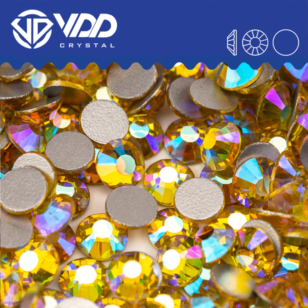 VDD  071 Citrine AB Non-hotfix Rhinestones High Quality Glass Crystal Flatback Strass Stones YZ-071