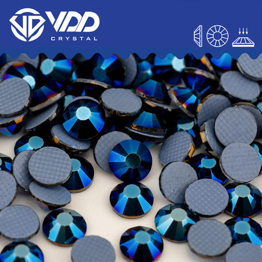 VDD  068 Metallic Blue Hot-Fix Rhinestones High Quality Glass Crystal Flatback Strass Stones Hotfix-068