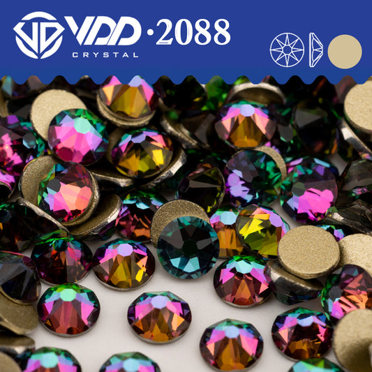 VDD 064 Green Flare 2088 Non-hotfix Rhinestones High Quality AAAAA 8 Big 8 Small Glass Crystal Flatback Strass Stones BD888-064