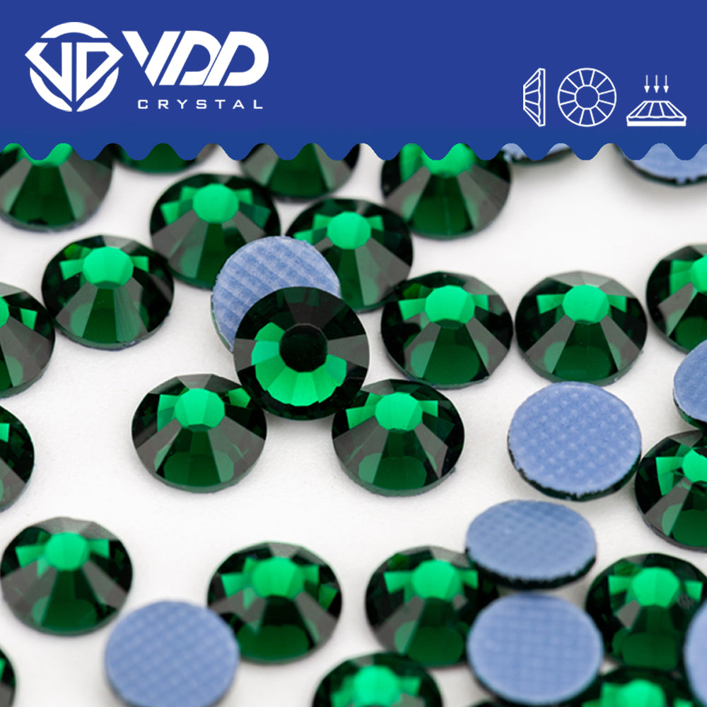 VDD 022 Emerald  Hot-Fix Rhinestones High Quality Glass Crystal Flatback Strass Stones Hotfix-022