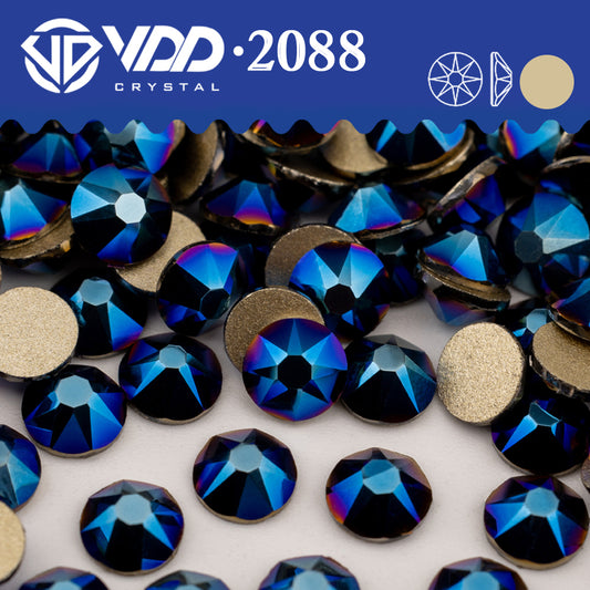 VDD 068 Metallic Blue 2088 Non-hotfix Rhinestones High Quality AAAAA 8 Big 8 Small Glass Crystal Flatback Strass Stones BD888-068