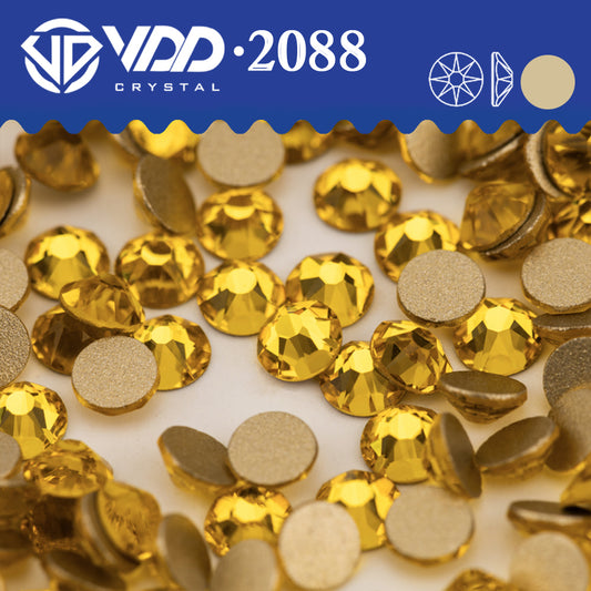 VDD 005 Citrine  2088 Non-hotfix Rhinestones High Quality AAAAA 8 Big 8 Small Glass Crystal Flatback Strass Stones BD888-005
