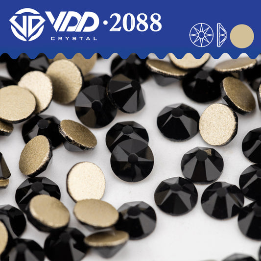 VDD 002 Jet 2088 Non-hotfix Rhinestones High Quality AAAAA 8 Big 8 Small Glass Crystal Flatback Strass Stones BD888-002