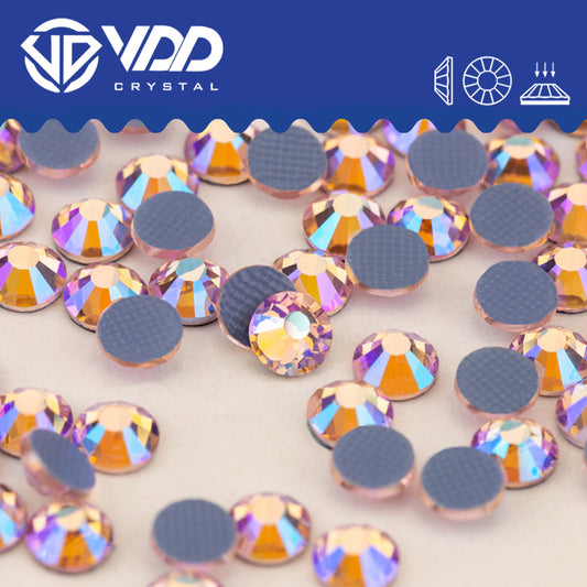 VDD  078  Lt.Rose AB Hot-Fix Rhinestones High Quality Glass Crystal Flatback Strass Stones Hotfix-078