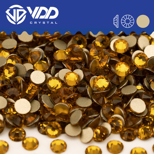 VDD 006 Topaz Gold-Back Rhinestones High Quality Glass Crystal Flatback Strass Stones JD999-006